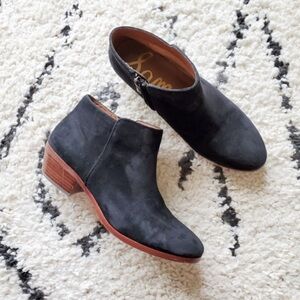 Sam Edelman Petty Women Black Suede Leather Ankle Zip Booties Size 7.5 M